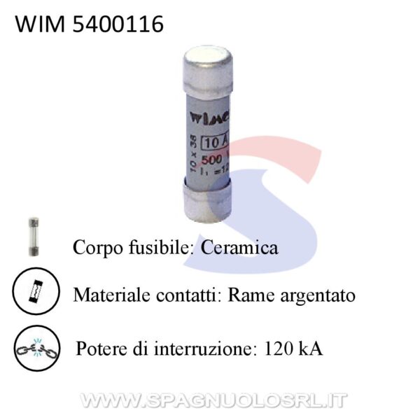 Fusibile CF In Ceramica 10 3 X 38 Mm 16 A 500V WIMEX 5400116