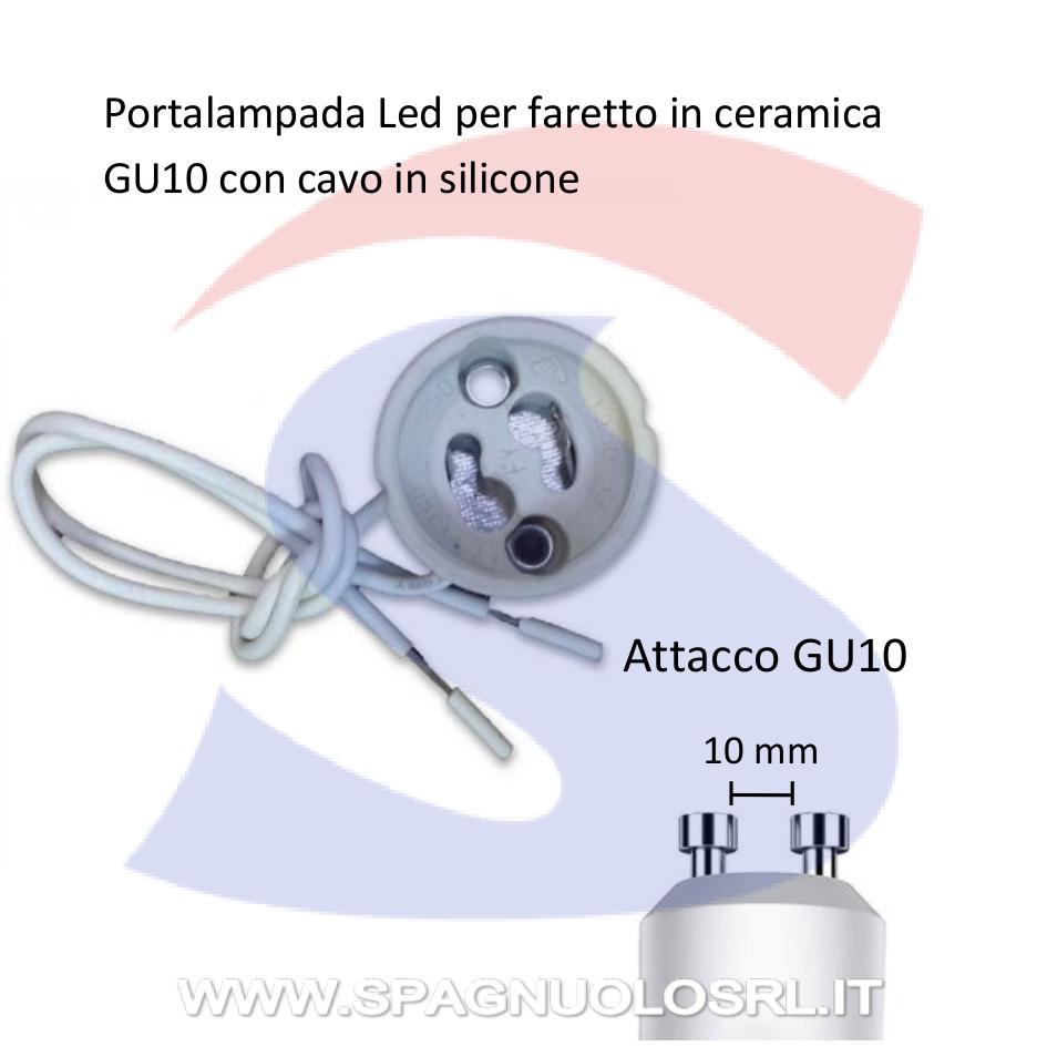 Portalampada attacco GU10 in ceramica con cavi. - VTAC 34235 - Spagnuolo  S.R.L.