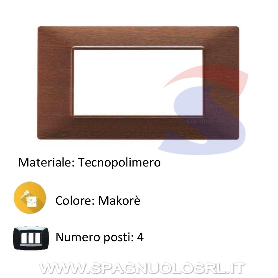 Placca 4 moduli colore bianco vimar plana VIW14654.01