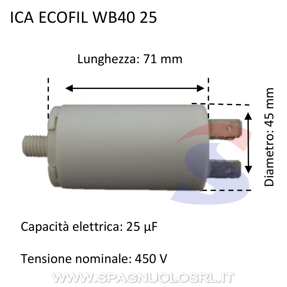 Condensatore Per Avviamento Da 25 µF E 450 V - ICAR ECOFIL WB40 25 ...