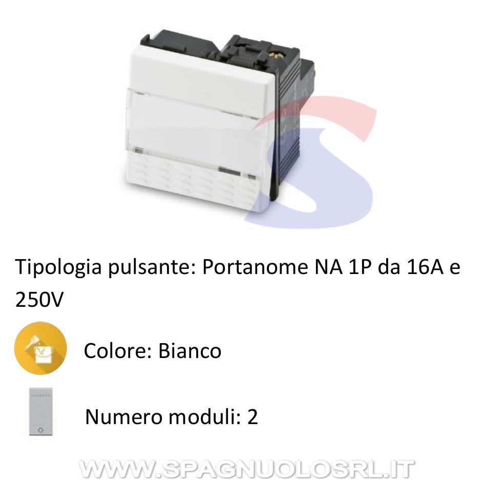 Pulsante portanome serie MIX 1P NA 16A 250V, Bianco 2 mod - MASTER 21040