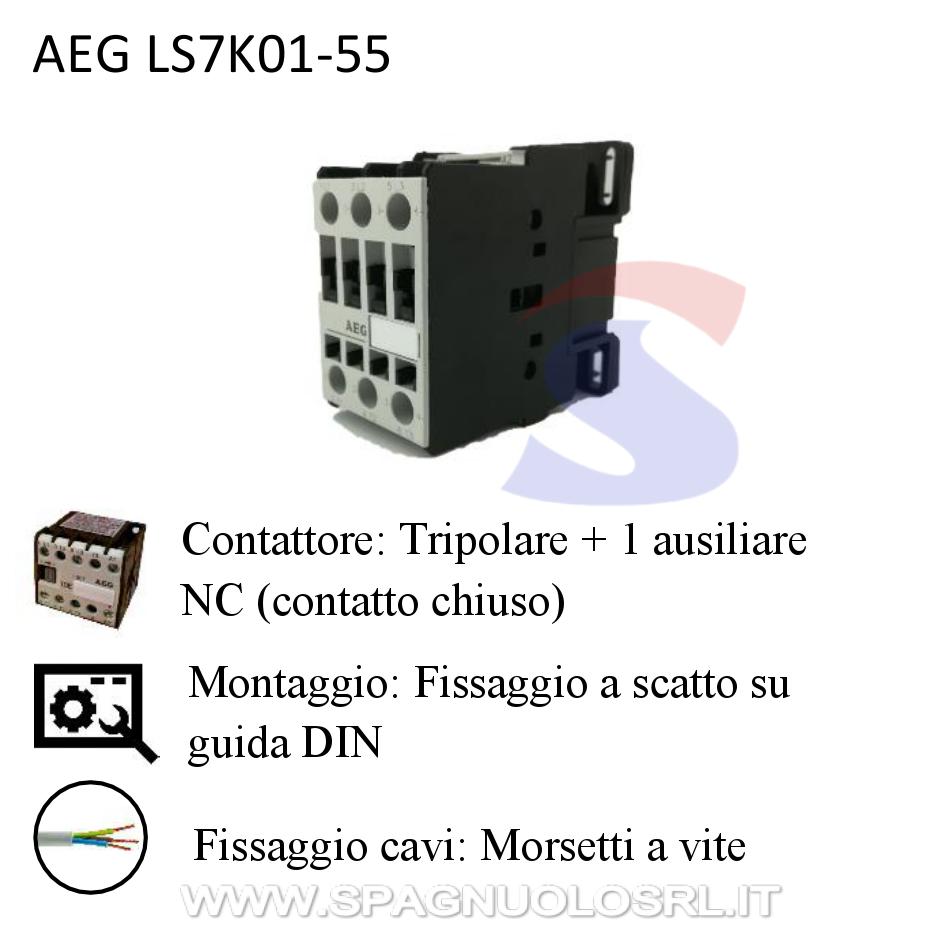 Contattore tripolare + 1 NC 24 V 7,5 kW 18 A, serie LSK - AEG