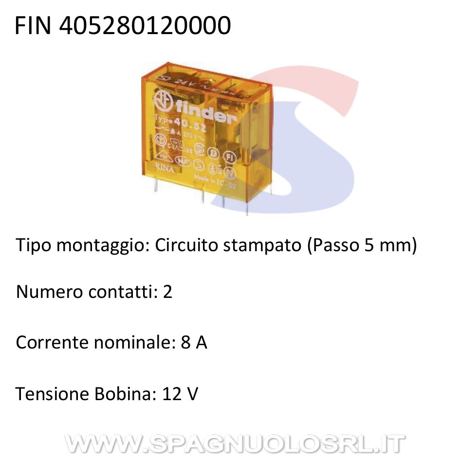 Mini relè per circuito stampato 230V AC 2 contatti Finder 405282300000