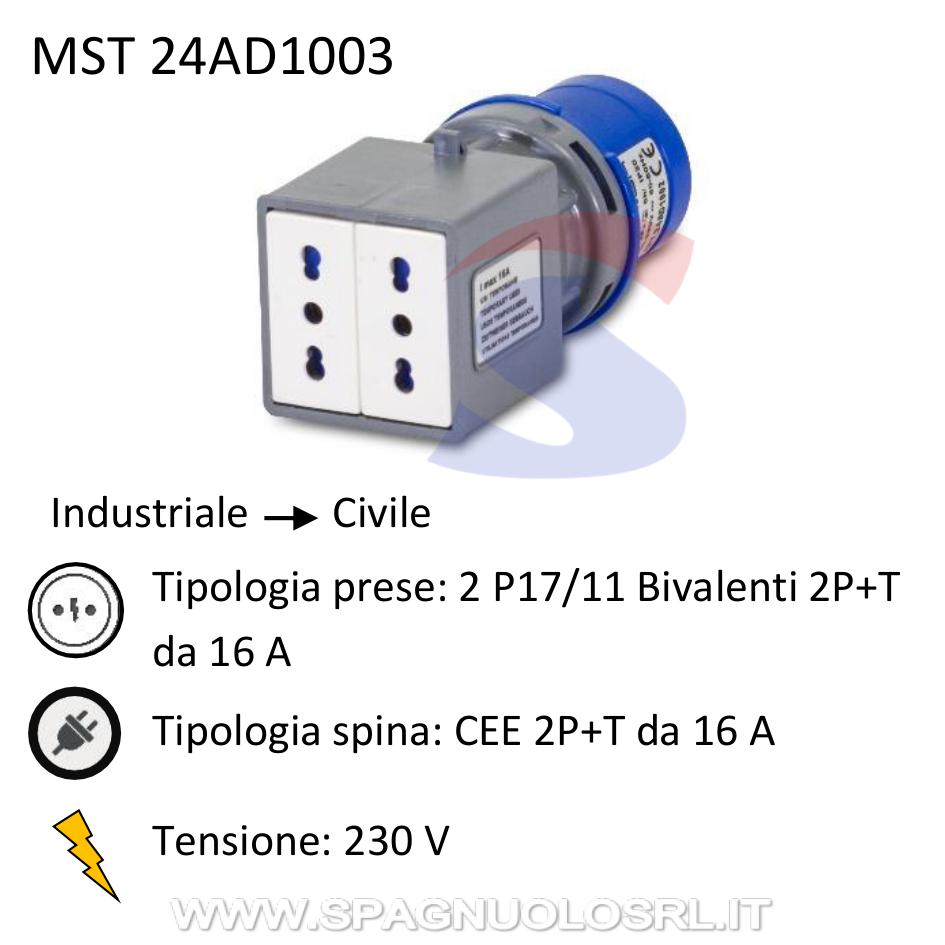 Adattatore industriale Spina CEE 2P+T e presa P40 2P+T 16 A - MASTER  24AD1003 - Spagnuolo S.R.L.