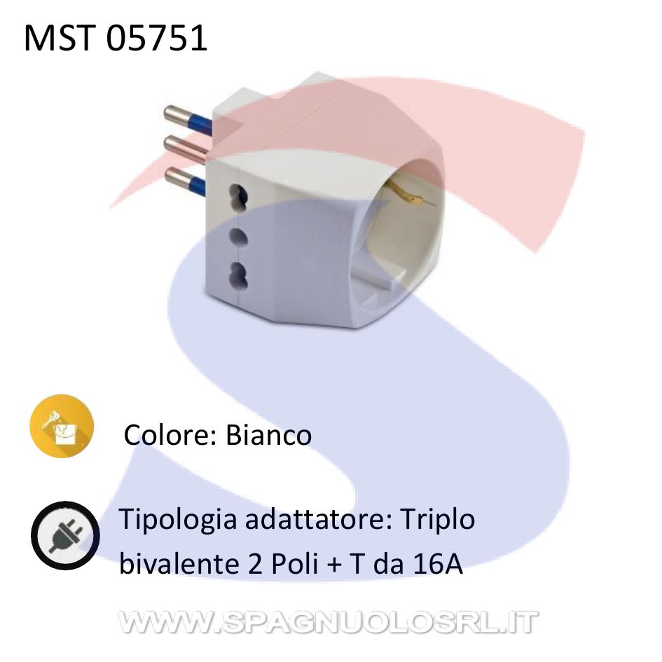 Adattatore singolo 2P+T 10A presa 10/16A bianco Master