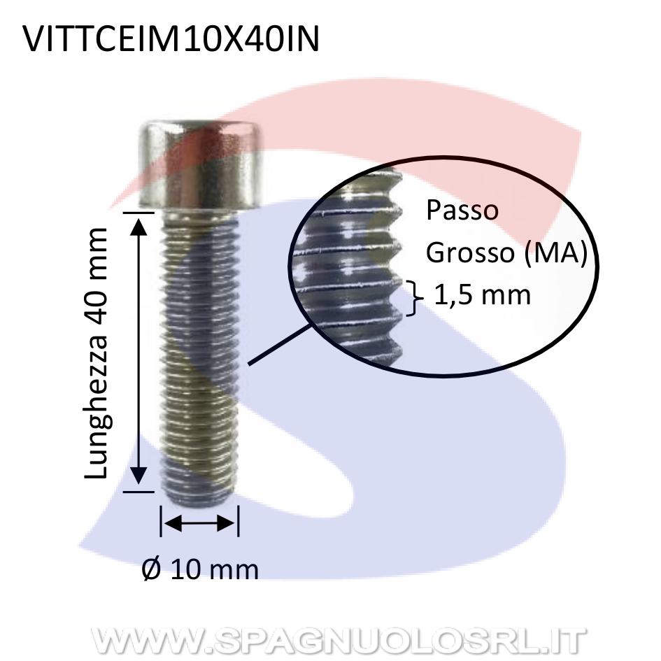 Vite TCEI Inox Totalmente Filettata 10X40 mm - VITI VITTCEIM10X40IN